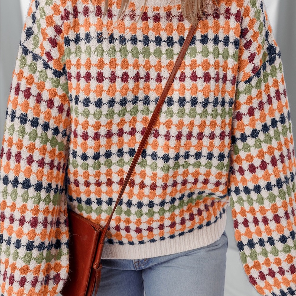 Colorful Houndstooth Sweater